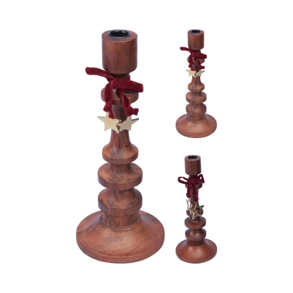 PORTACANDELA LEGNO 30CM. 2 ASSORTITI